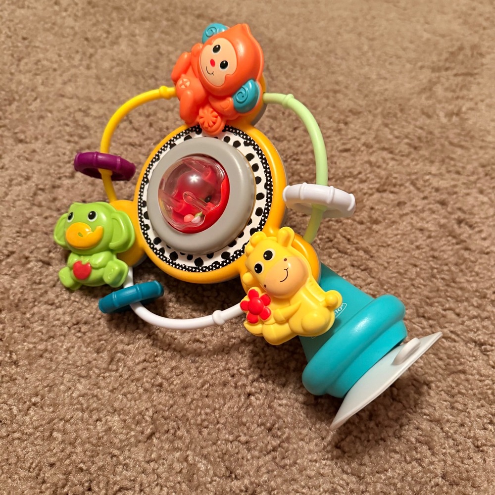 Infantino Stick and Spin High Chair Toy Suction Cup Activity Center Animal Theme